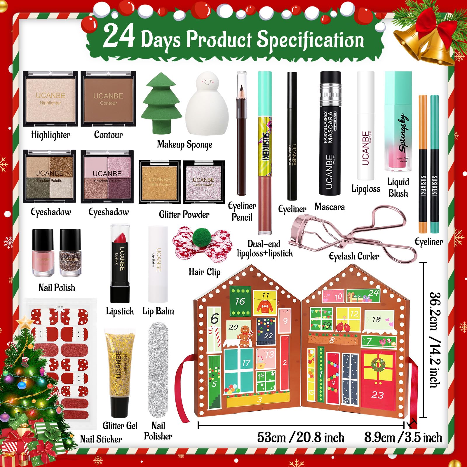 Foto 3 pulgar | Calendario De Adviento De Maquillaje Ucanbe 2024 Con 24 Días De Maquillaje - Venta Internacional.