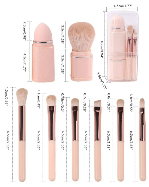 Foto 5 pulgar | Kit De Brochas Para Maquillaje Xtellar Retráctil 8 En 1  Ideal Para Viajes