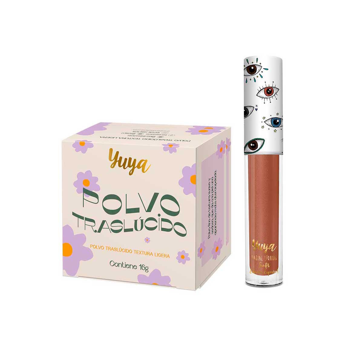 Set Polvo Traslúcido Yuya con Ingredientes Naturales + Labial Líquido Soft Míranos