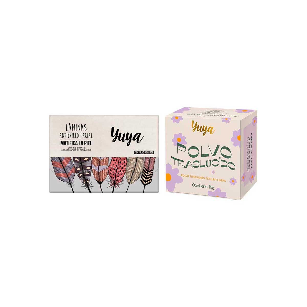 Polvo Traslúcido 16 g y Láminas Antibrillo Facial Yuya YuMakRos4719 2 Piezas