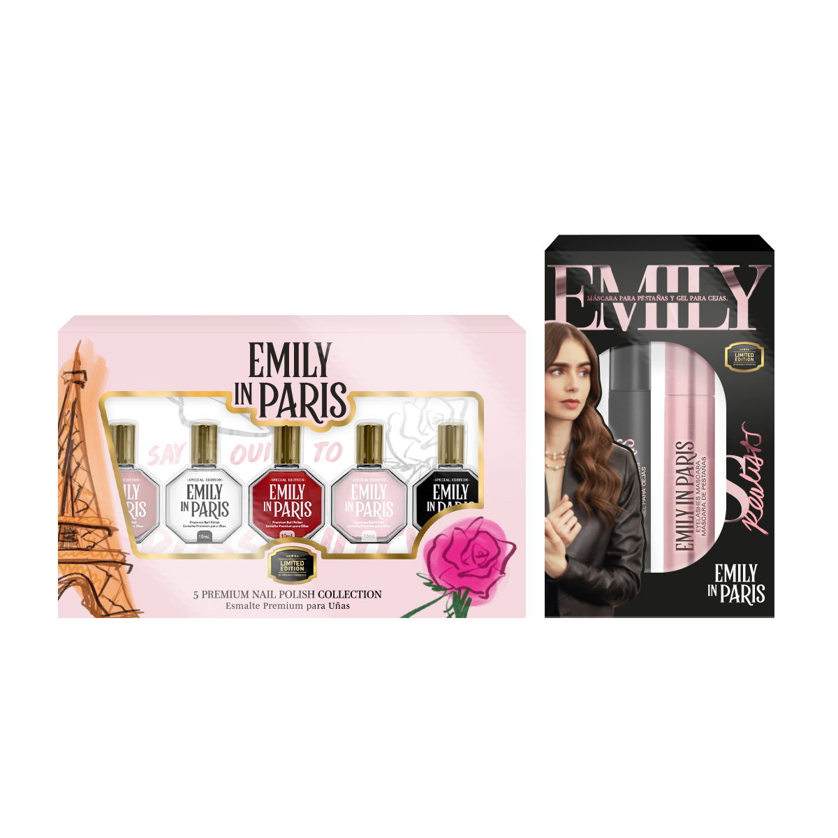 Foto 3 pulgar | Set Máscara para Pestañas y Gel para Cejas +  5 Esmaltes Premium Para Uñas Emily in Paris