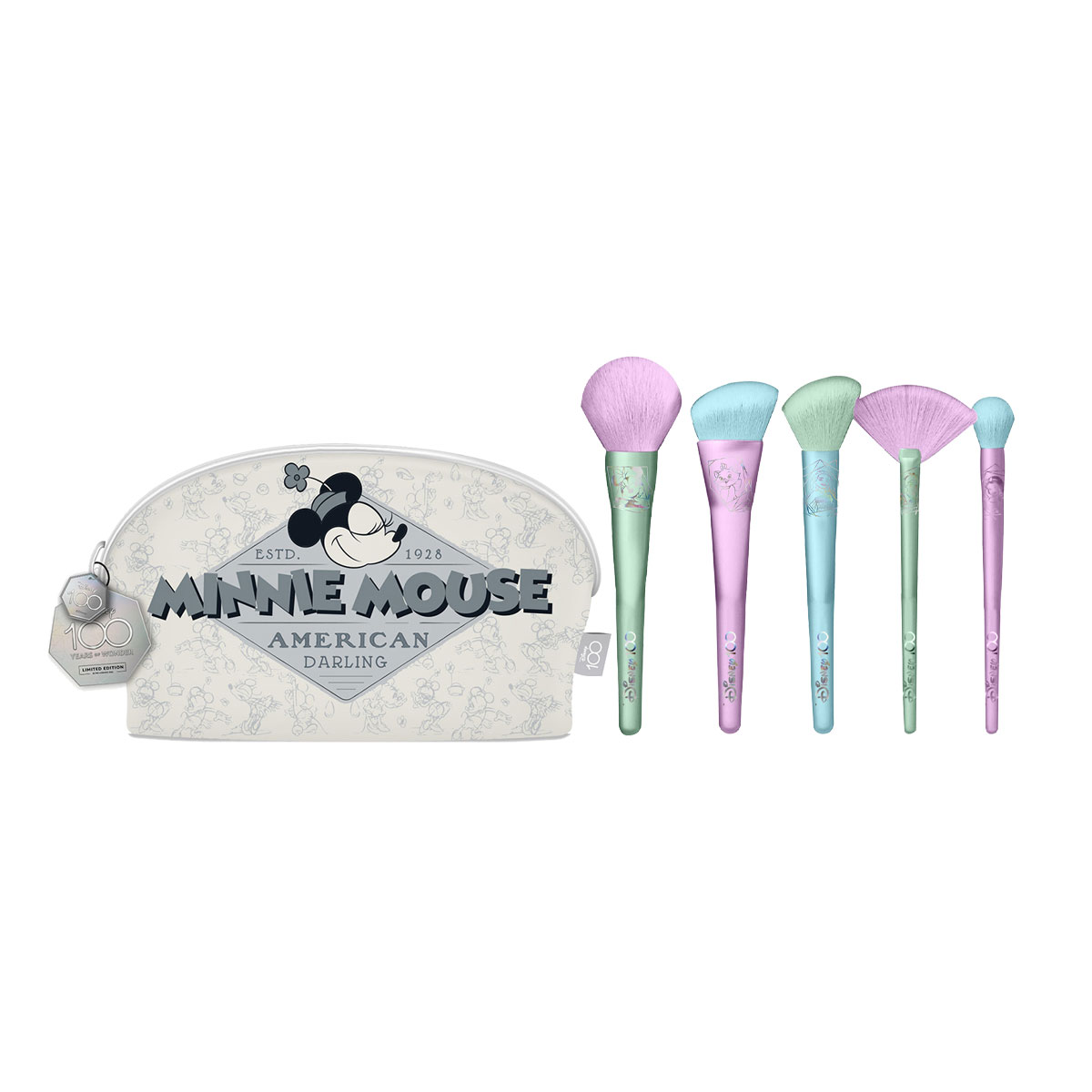 5 Brochas Holographic + Cosmetiquera Minnie Disney DiVarRos3209 Multicolor