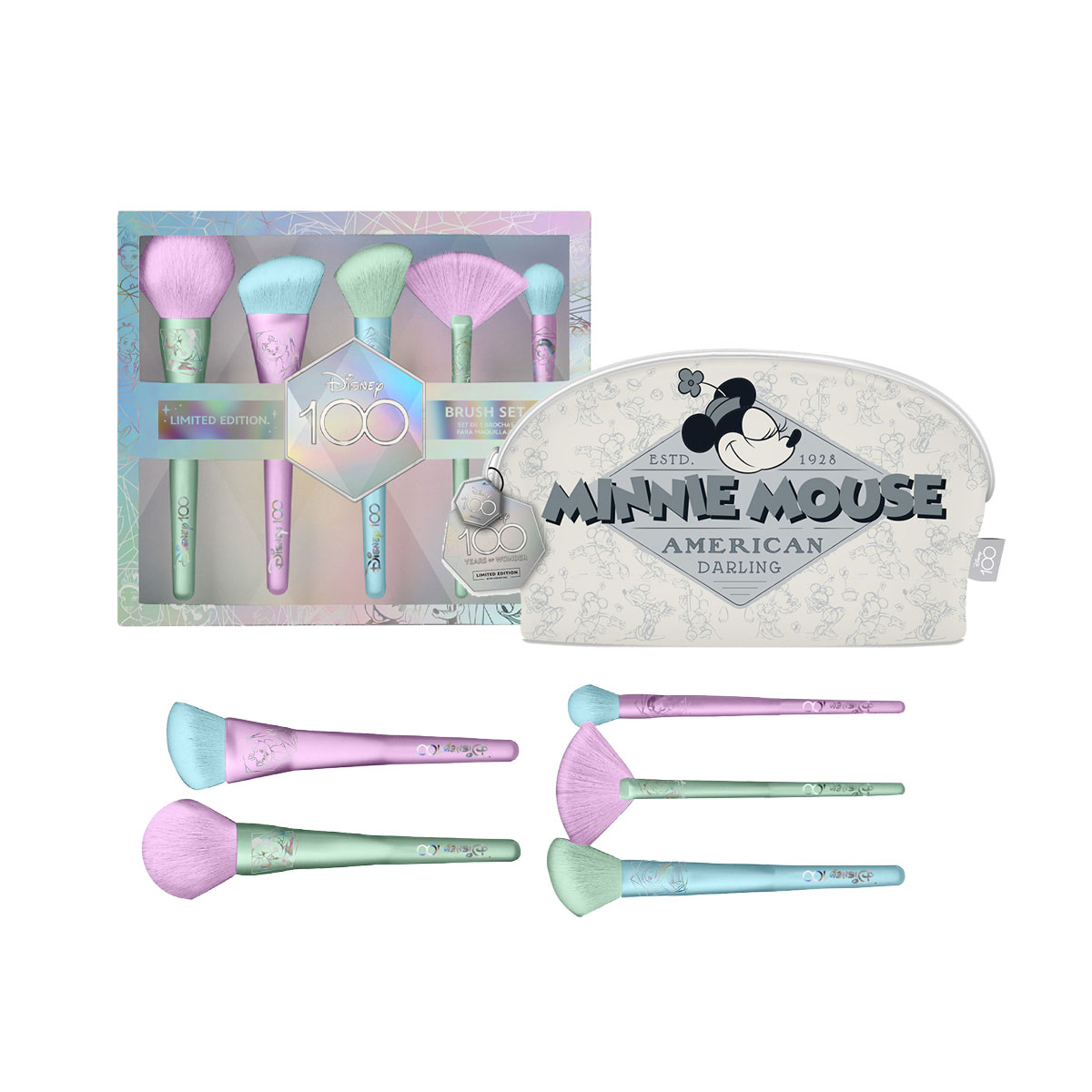 Foto 3 | 5 Brochas Holographic + Cosmetiquera Minnie Disney DiVarRos3209 Multicolor