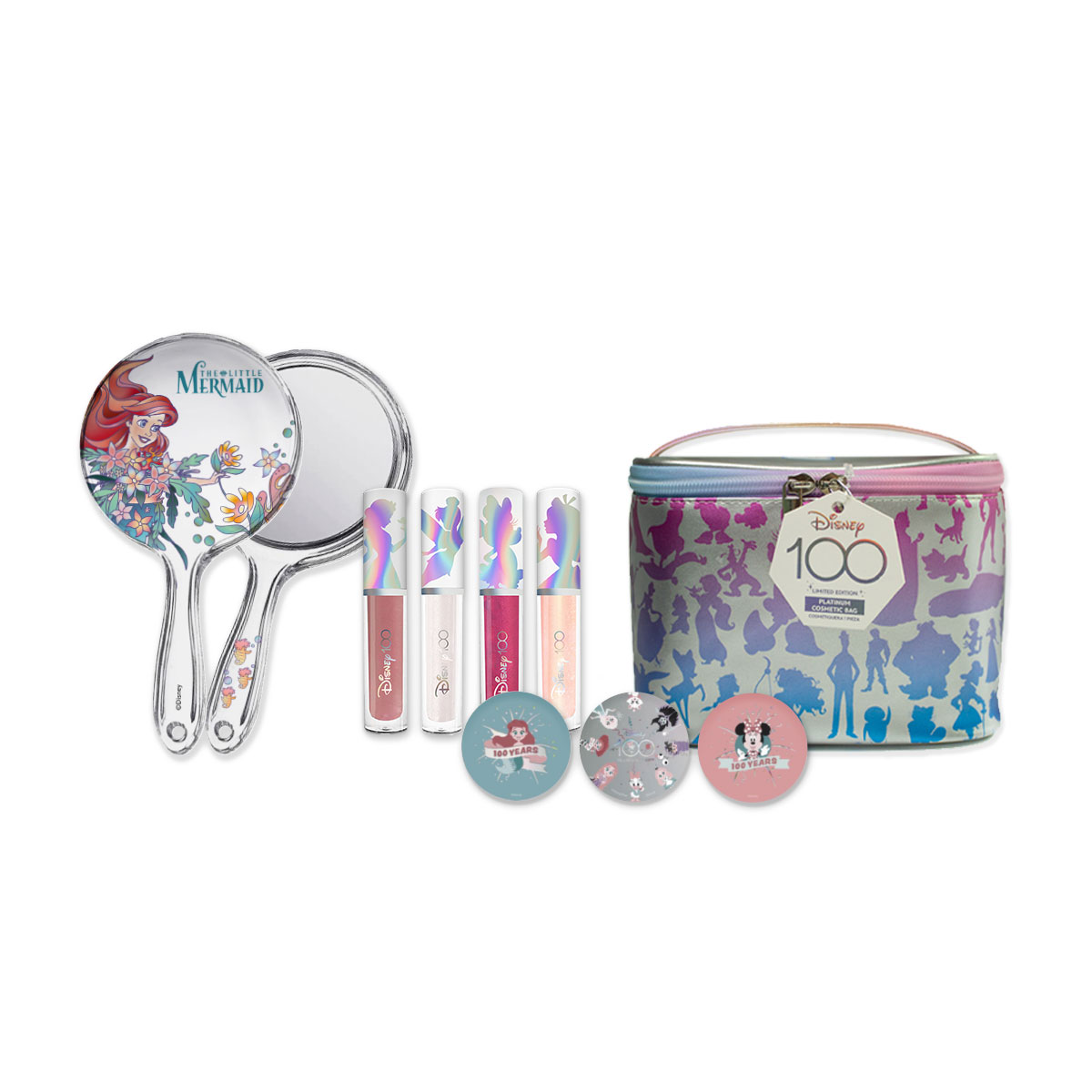 Set de 3 Bálsamos y 4 Labiales con Cosmetiquera Disney Varios Personajes 9 Piezas