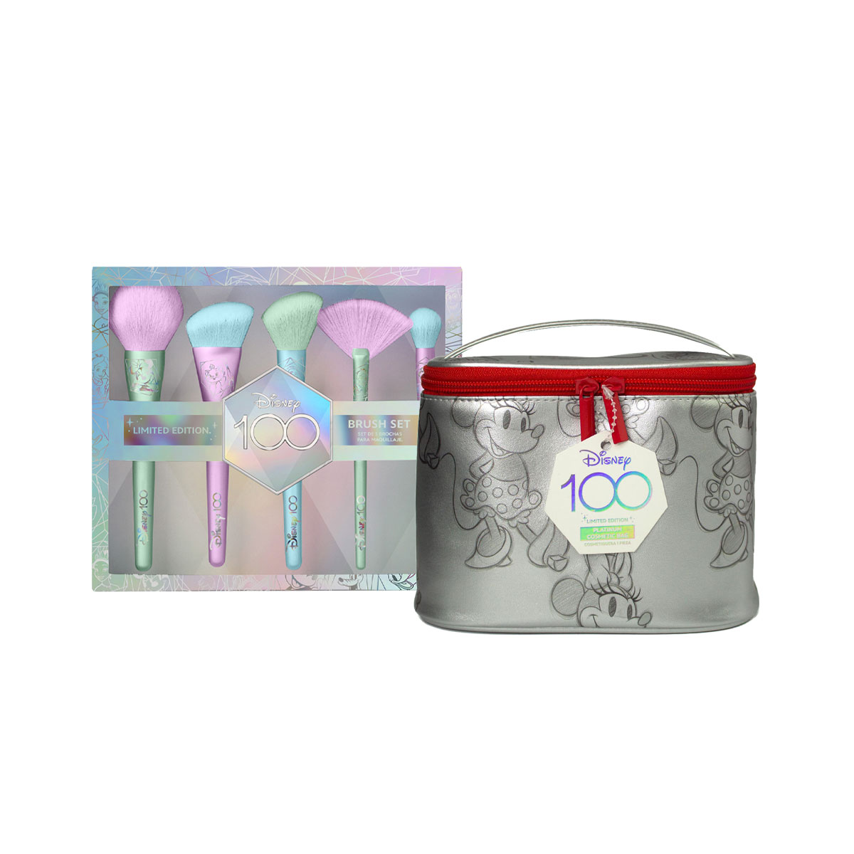 Foto 2 | Set Brochas Holographic con Cosmetiquera Minnie Platino Disney 6 Piezas