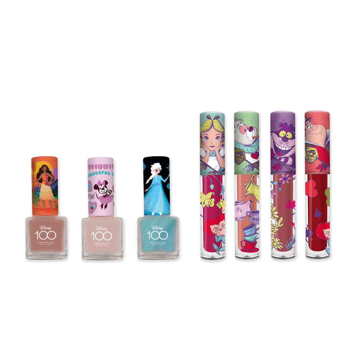 Foto 2 pulgar | Set de 3 Esmaltes con 4 Labiales Disney Mix de Personajes 7 piezas