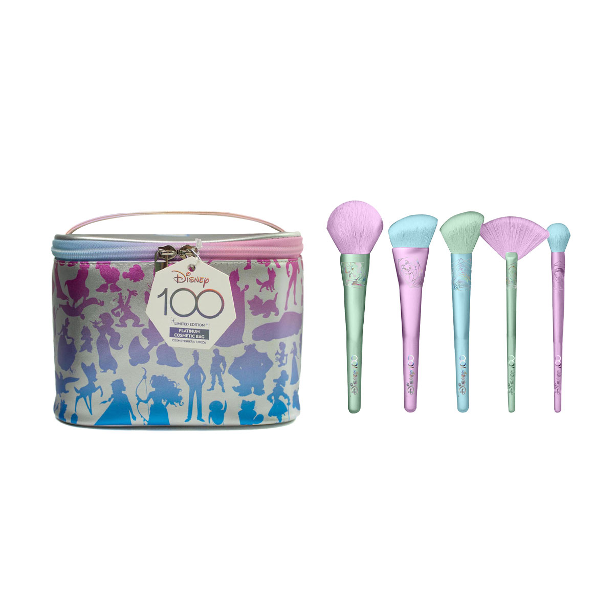 Set Disney de Brochas Holographic con Cosmetiquera Platino