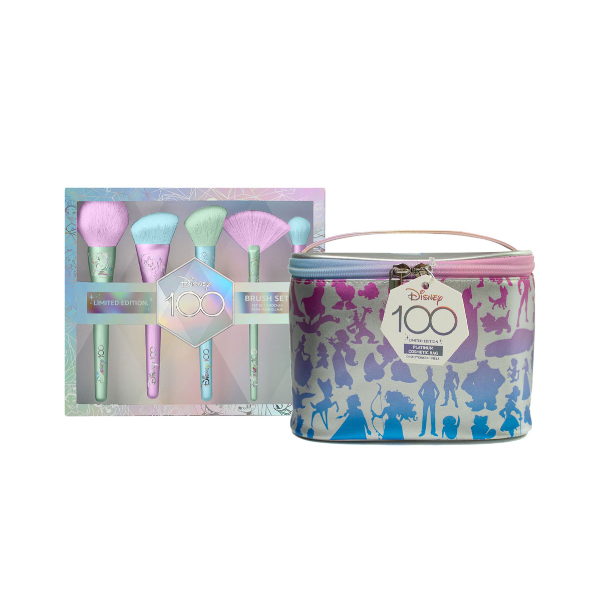 Foto 2 | Set Disney de Brochas Holographic con Cosmetiquera Platino