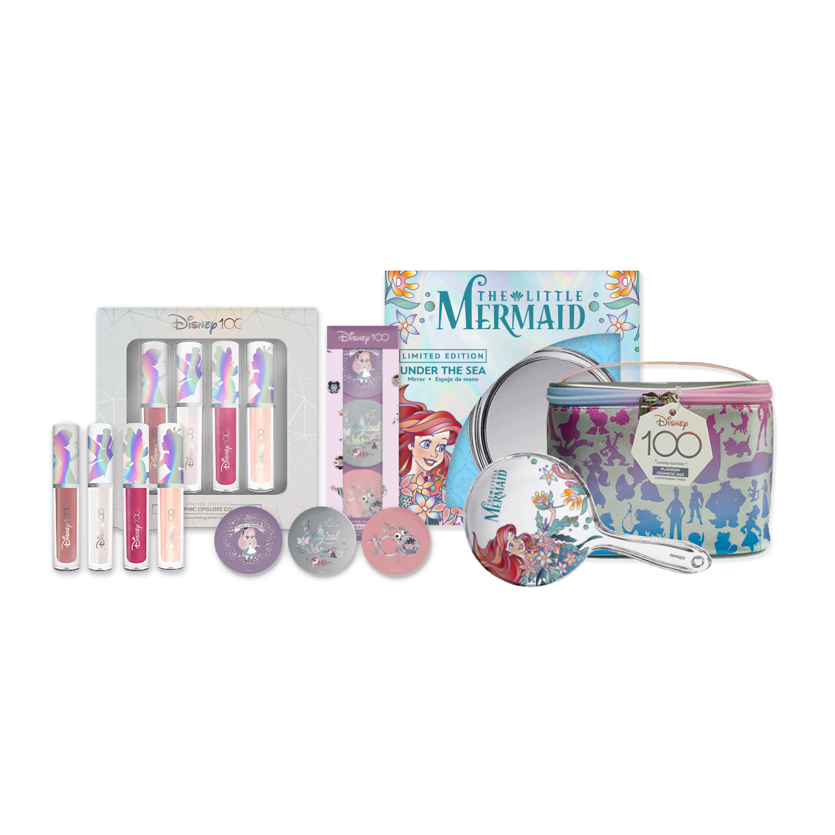 Foto 4 pulgar | Set Disney de 3 Bálsamos para Labios Aalegría + 4 Labiales Holográfico con Espejo Ariel y Cosmetiquera Platino