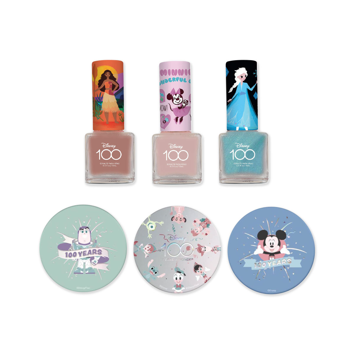 Set Disney de 3 Esmaltes Artistas Mix de Personajes con Set de 3 Bálsamos Celebración Mágica