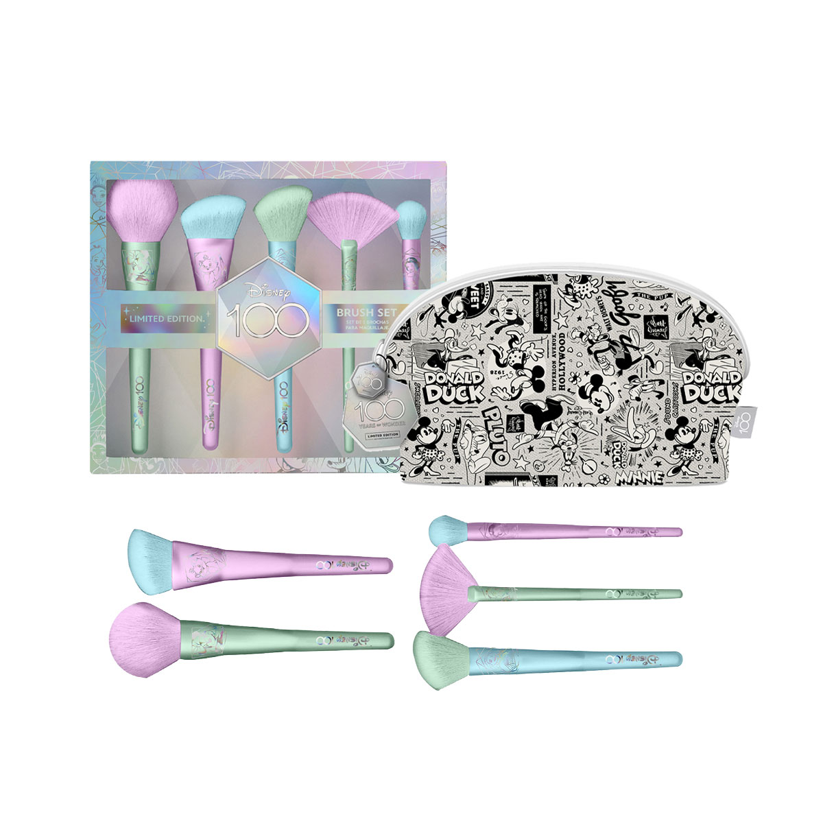 Foto 4 pulgar | Set Disney Brochas Holographic con Cosmetiquera Retro