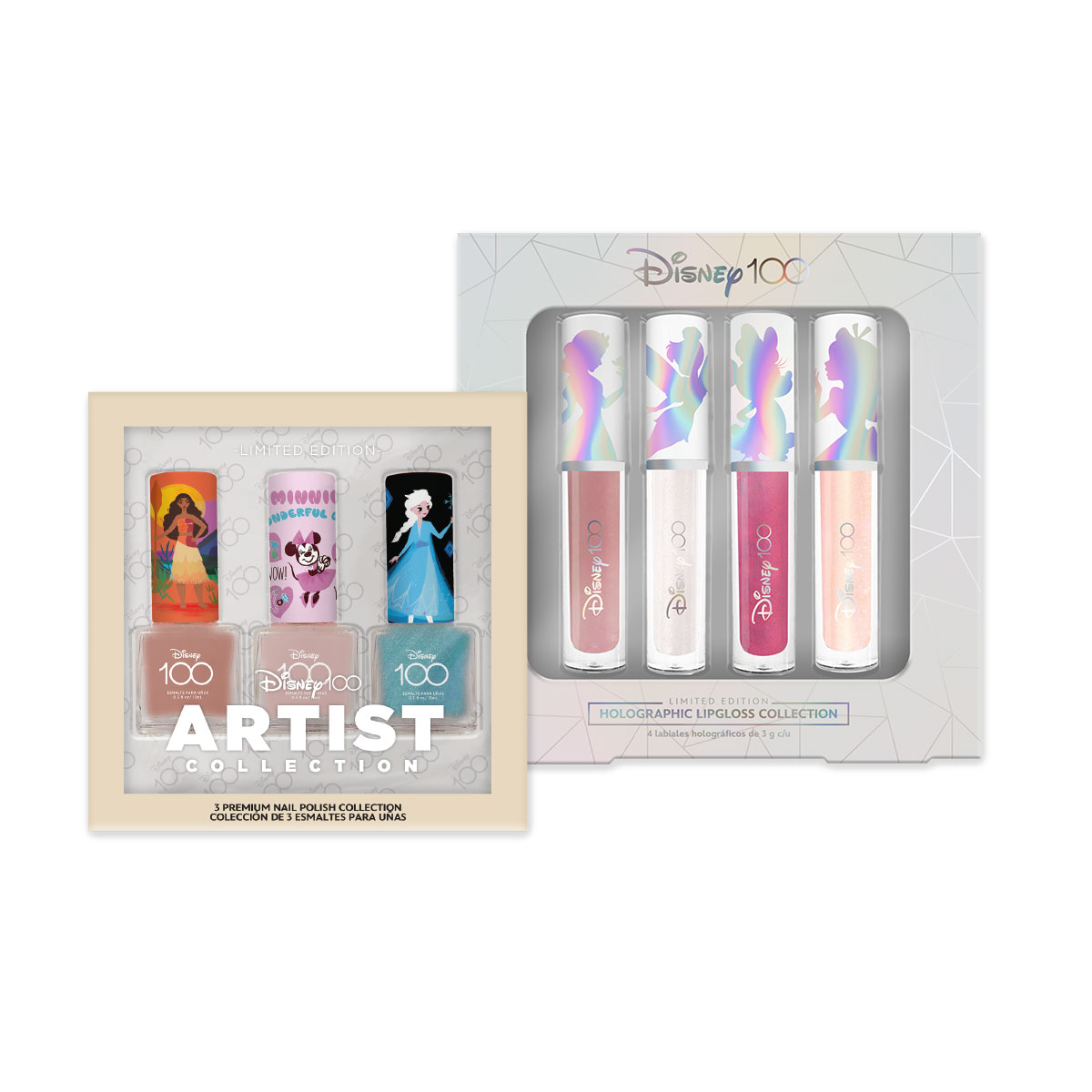 Foto 3 pulgar | Set Disney de 3 Esmaltes Artistas Mix de Personajes con Set de 4 Labiales Holográfico