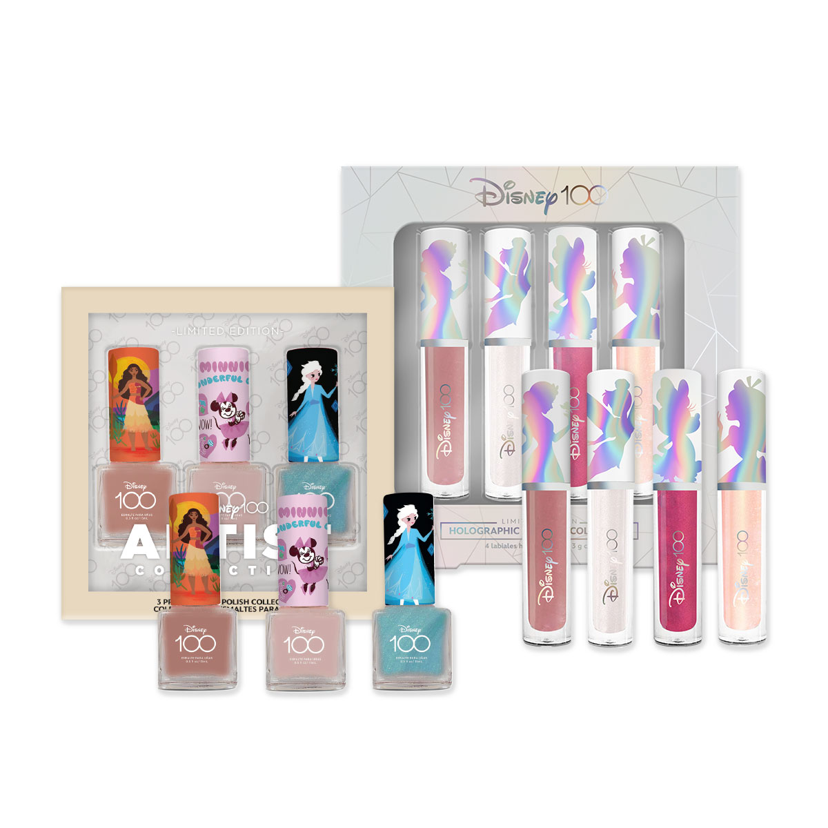 Foto 4 pulgar | Set Disney de 3 Esmaltes Artistas Mix de Personajes con Set de 4 Labiales Holográfico