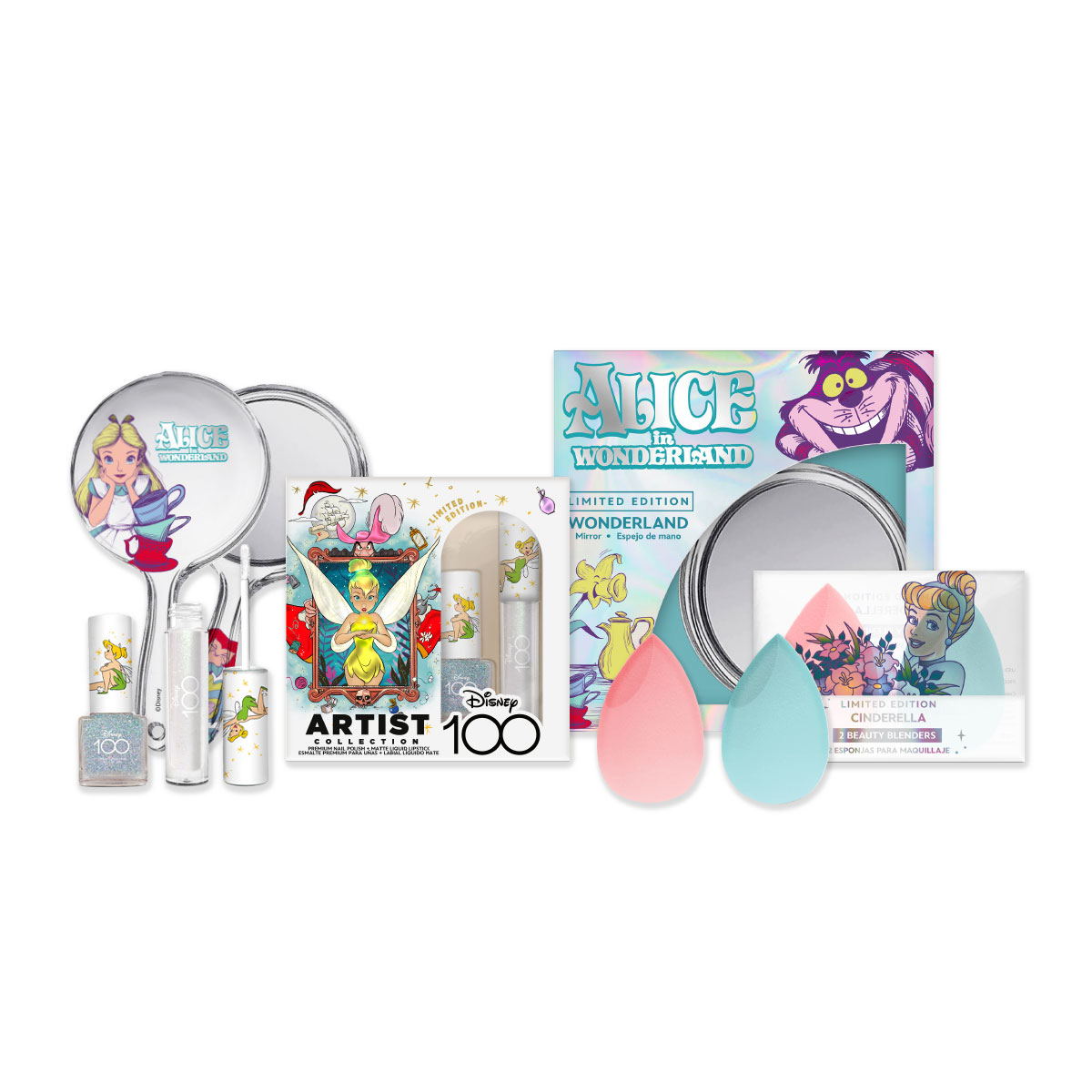 Foto 4 pulgar | Set Disney de Esmalte y Labial Campanita con Espejo Alicia y 2 Esponjas para Maquillaje Cenicienta