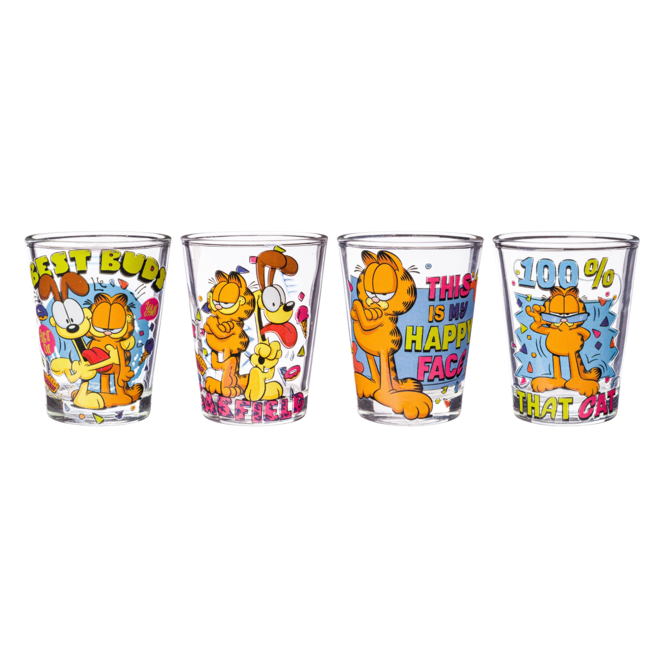 Foto 2 pulgar | Set De Vasos Silver Buffalo Garfield Neon 90s, 4 Piezas, 45 Ml - Venta Internacional.