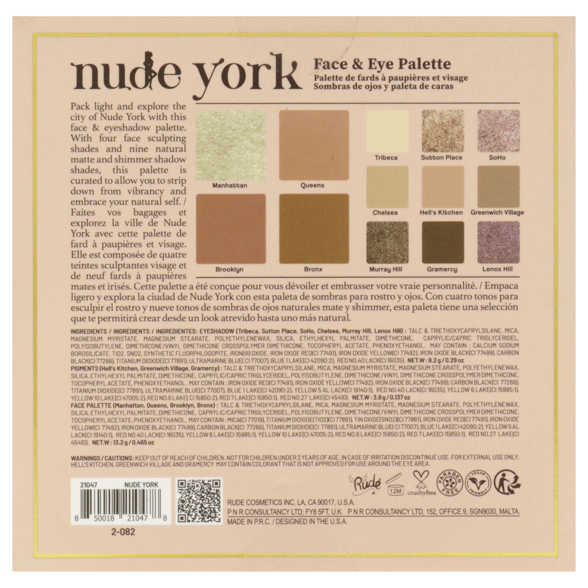 Foto 7 pulgar | Palette Rude Cosmetics Nude York Para Rostro Y Ojos, 13 Ml/0.46 Oz - Venta Internacional.