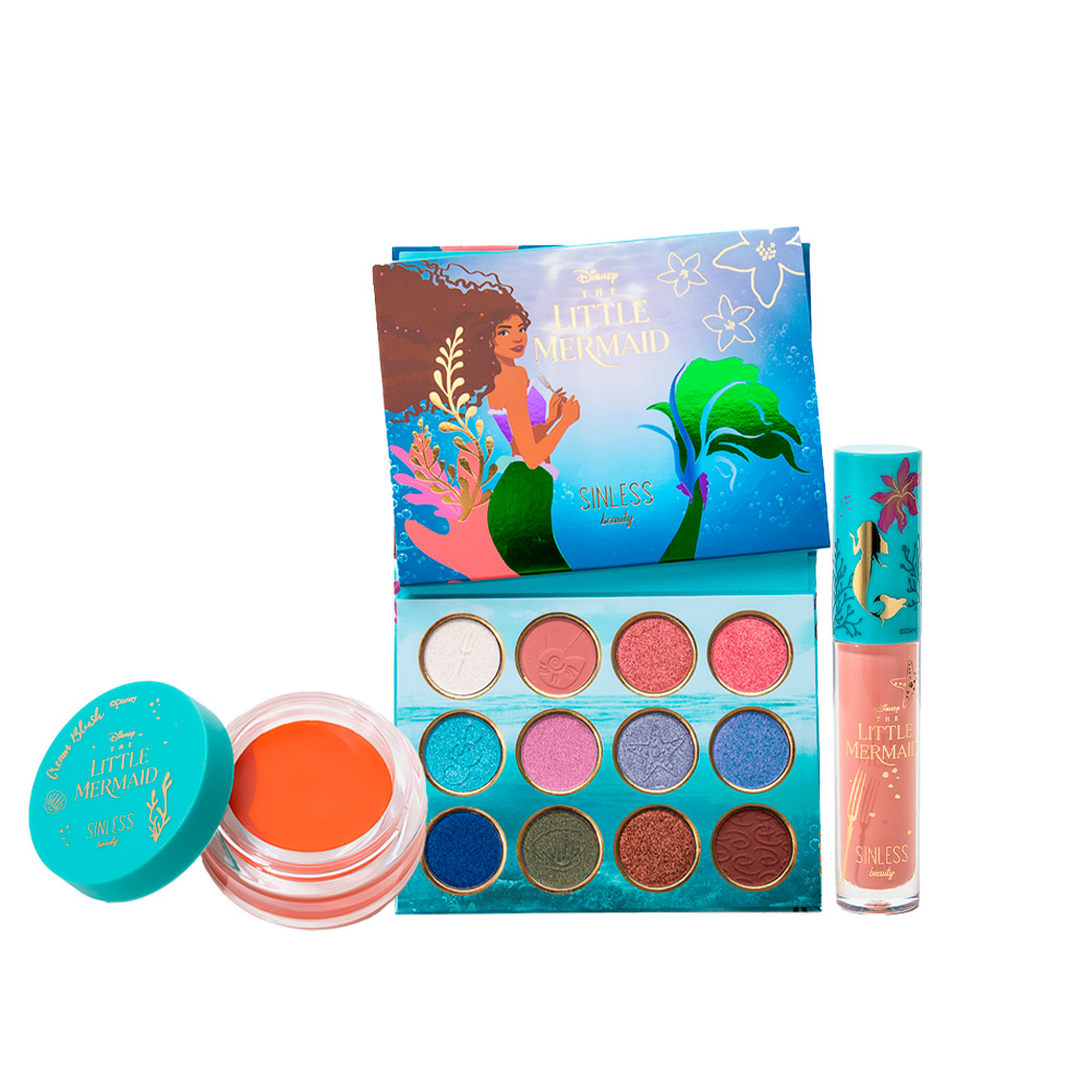 Kit Blush/lipgloss/paleta Sombras La Sirenita Disney By Sinless Beauty