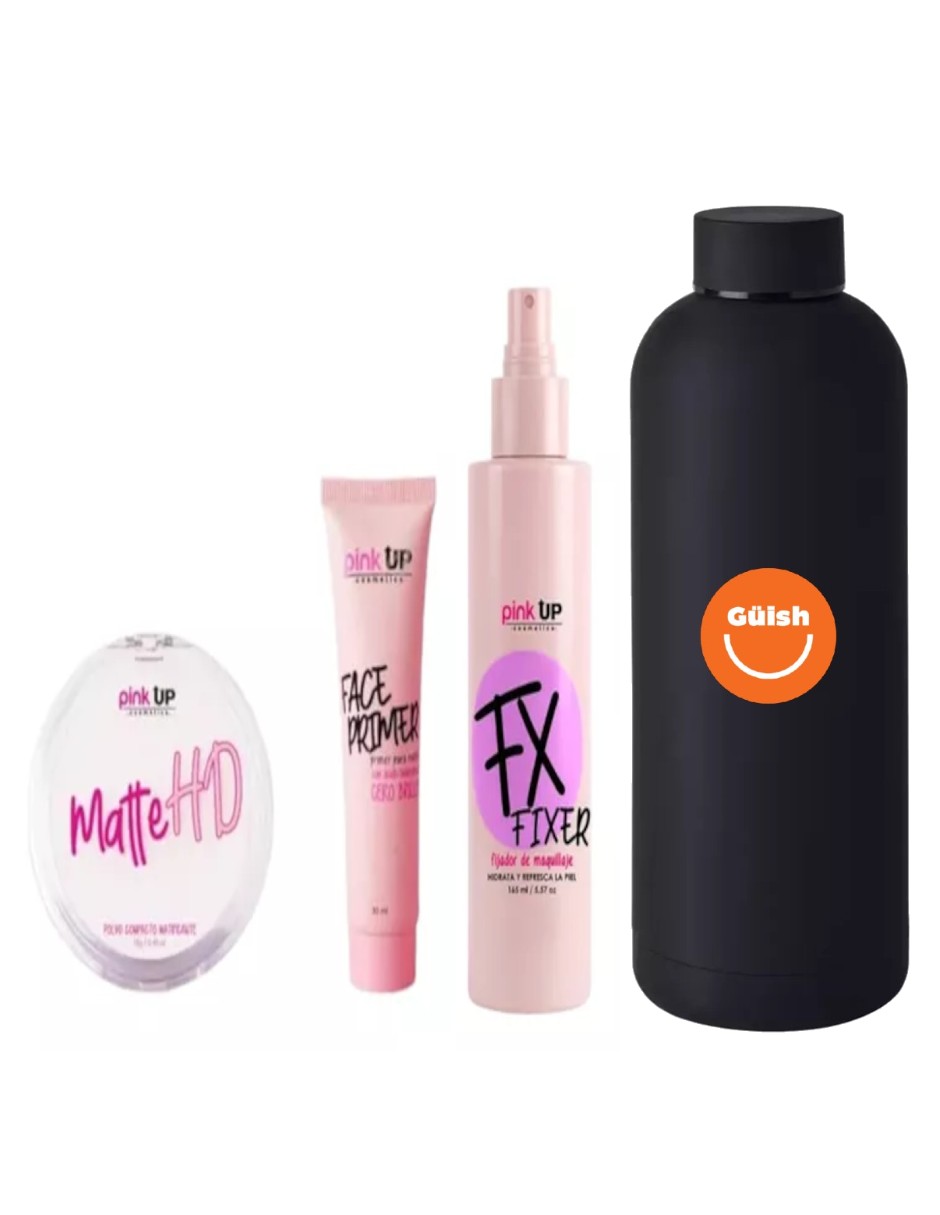 Foto 1 | Primer Fijador + Polvo + Traslucido Pink Up Kit Maquillaje + Termo