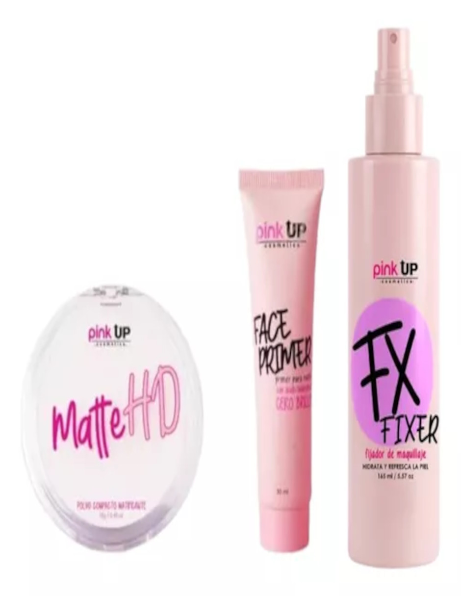 Foto 3 pulgar | Primer Fijador + Polvo + Traslucido Pink Up Kit Maquillaje + Termo