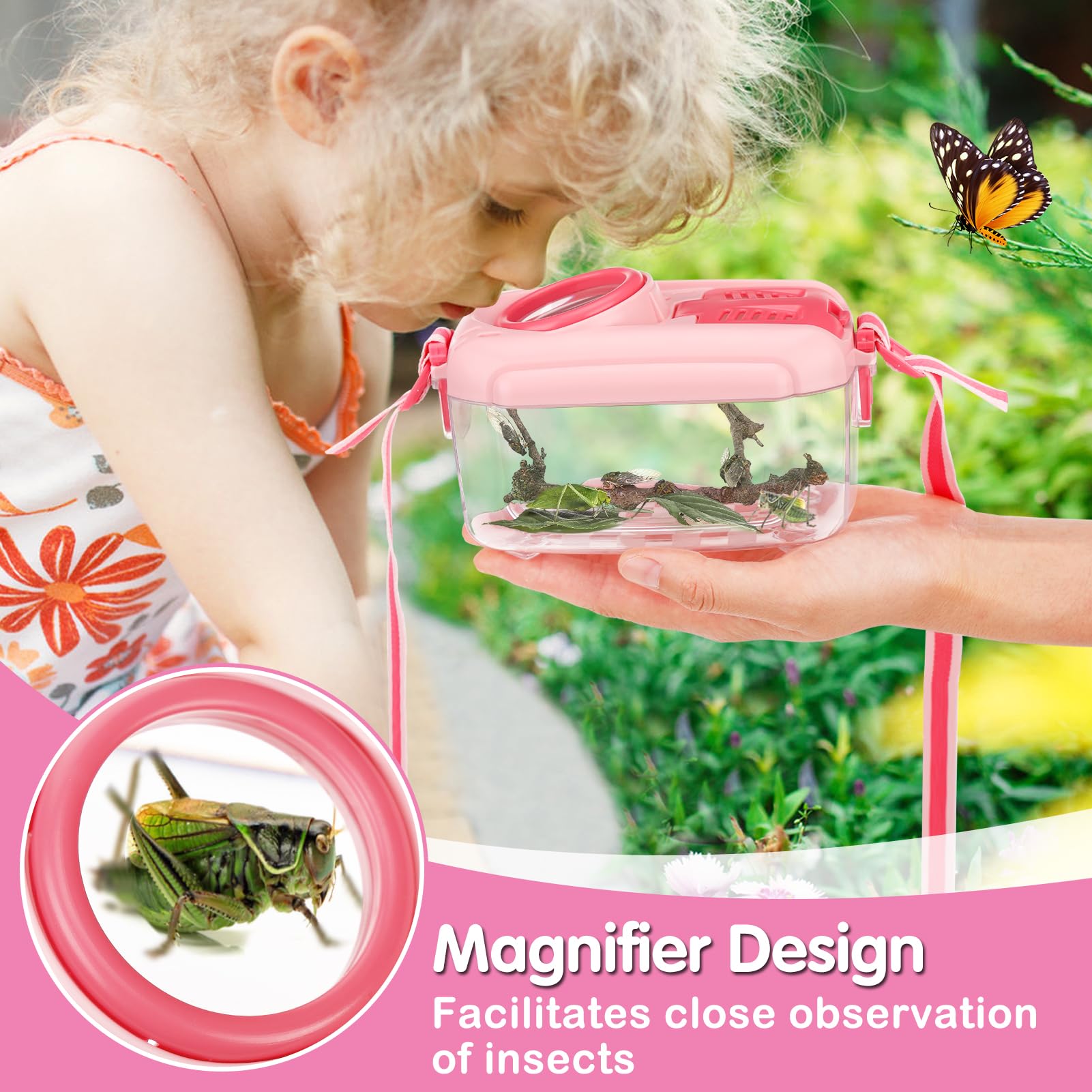 Foto 3 pulgar | Kit De Captura De Insectos Biubee, Kit De Captura De Insectos Con Red Para Mariposas, Color Rosa - Venta Internacional.
