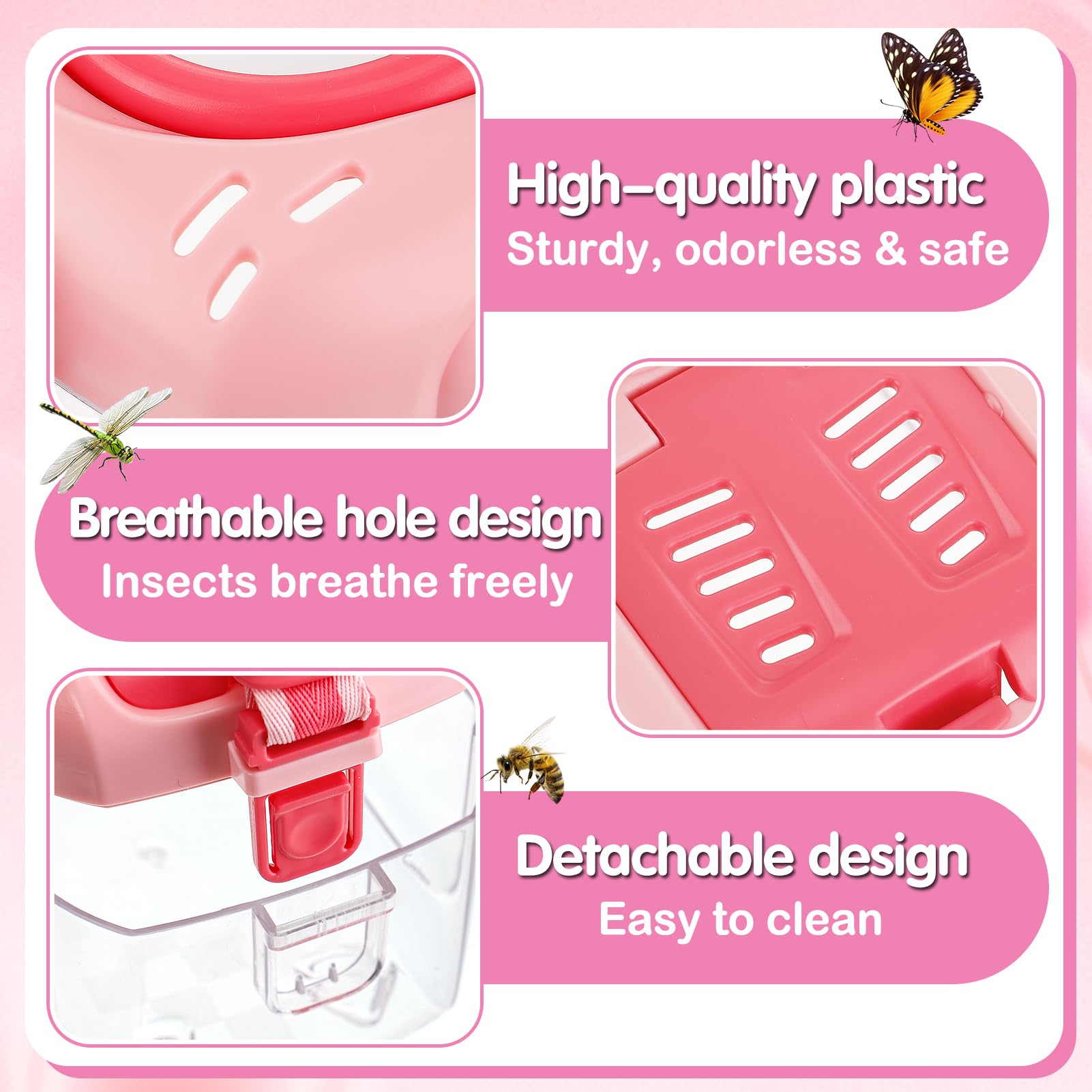 Foto 4 pulgar | Kit De Captura De Insectos Biubee, Kit De Captura De Insectos Con Red Para Mariposas, Color Rosa - Venta Internacional.