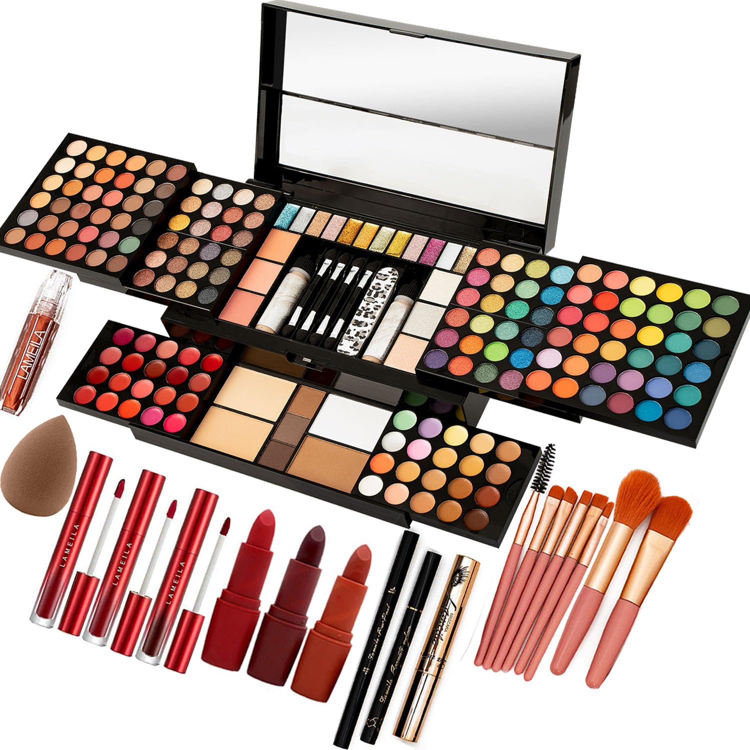 Foto 1 | Paleta De Maquillaje Miss Rose M 187 Colores Con Lápiz Labial Y Máscara - Venta Internacional.