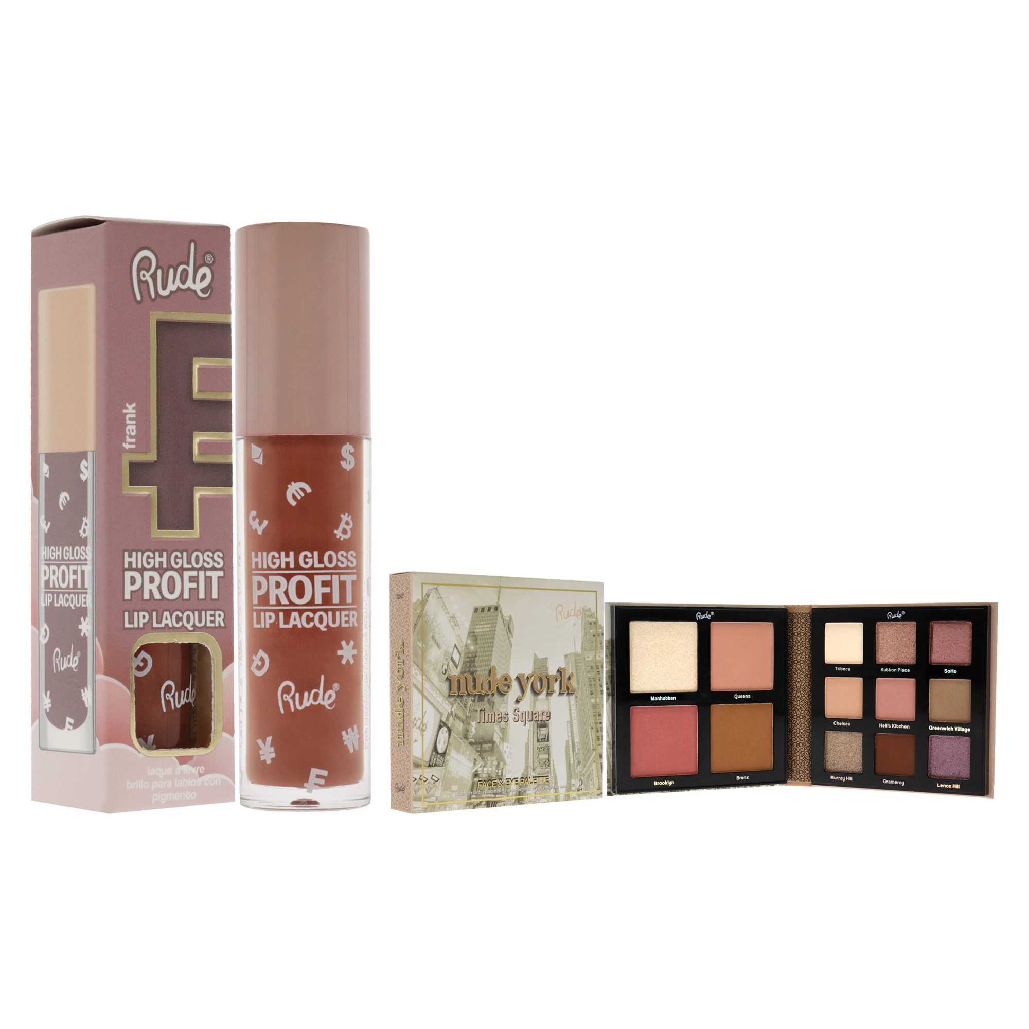 Foto 4 pulgar | Paleta De Maquillaje Rude Cosmetics Nude York Para Rostro Y Ojos + Brillo De Labios - Venta Internacional.