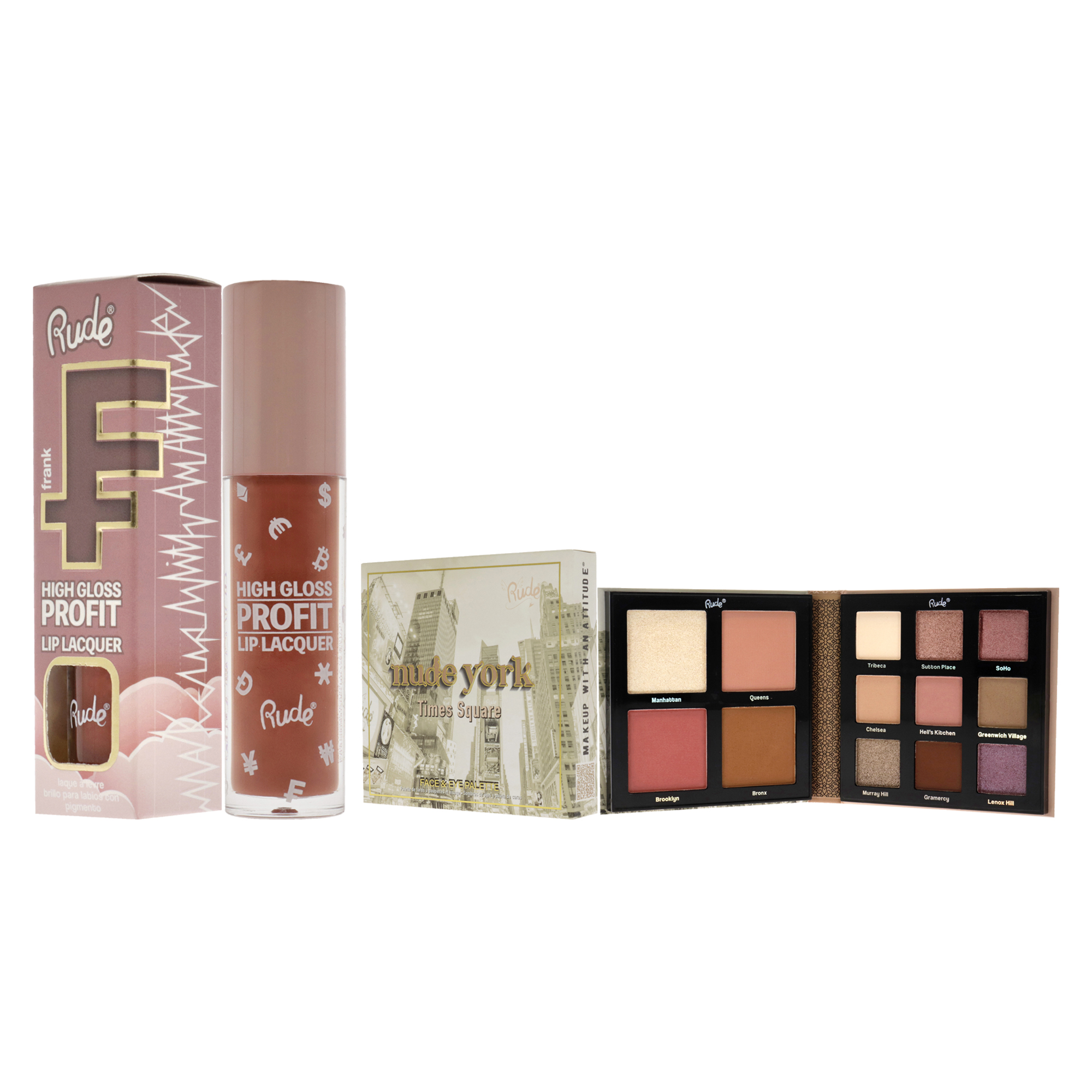 Foto 5 pulgar | Paleta De Maquillaje Rude Cosmetics Nude York Para Rostro Y Ojos + Brillo De Labios - Venta Internacional.