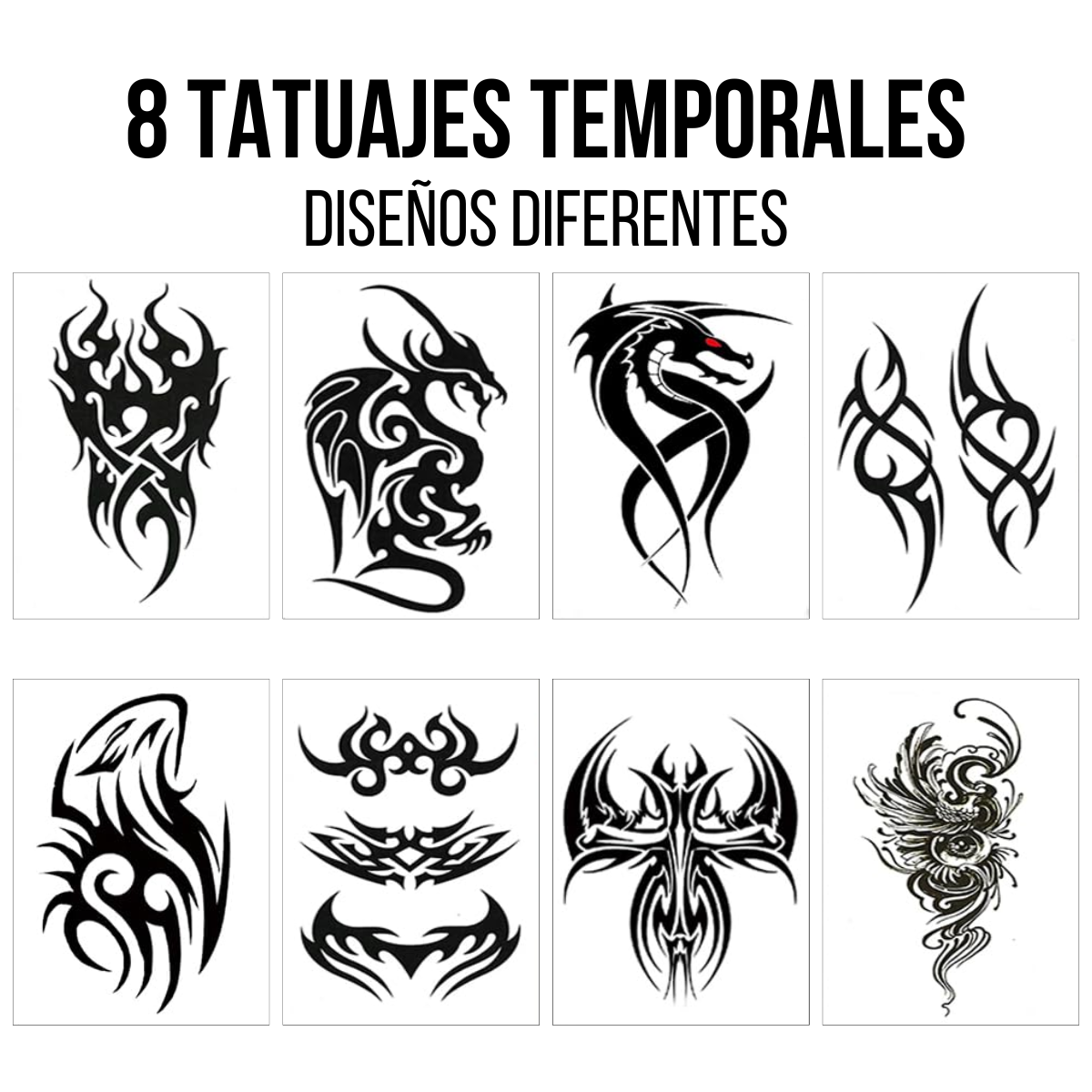 Foto 3 pulgar | 8 Plantillas Tatuajes Temporales Tatoo Impermeable Grandes