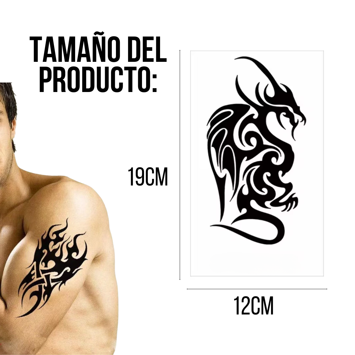 Foto 4 pulgar | 8 Plantillas Tatuajes Temporales Tatoo Impermeable Grandes