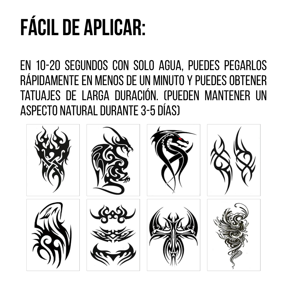Foto 8 pulgar | 8 Plantillas Tatuajes Temporales Tatoo Impermeable Grandes
