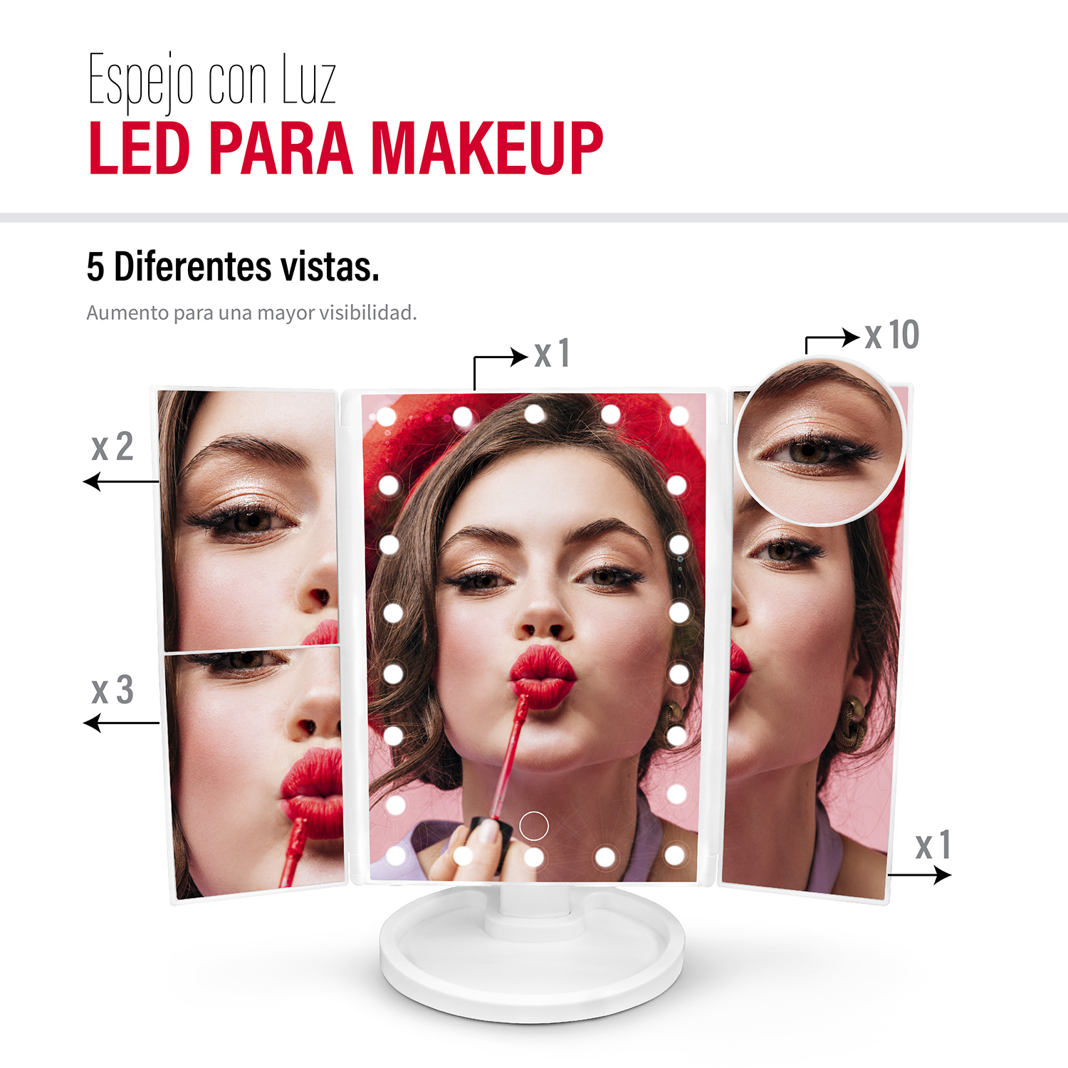 Foto 4 pulgar | Espejo de Maquillaje Luces Led Andromeda Inc con Luces Led color Blanco