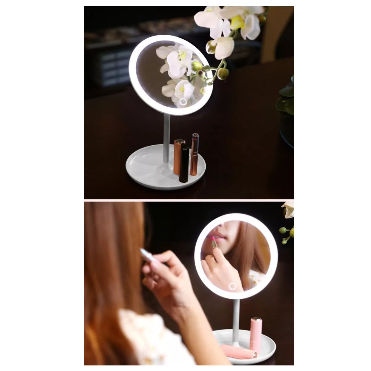 Foto 6 pulgar | Espejo De Maquillaje con 3 Tonos Luz Led Recargable Elegate Blanco