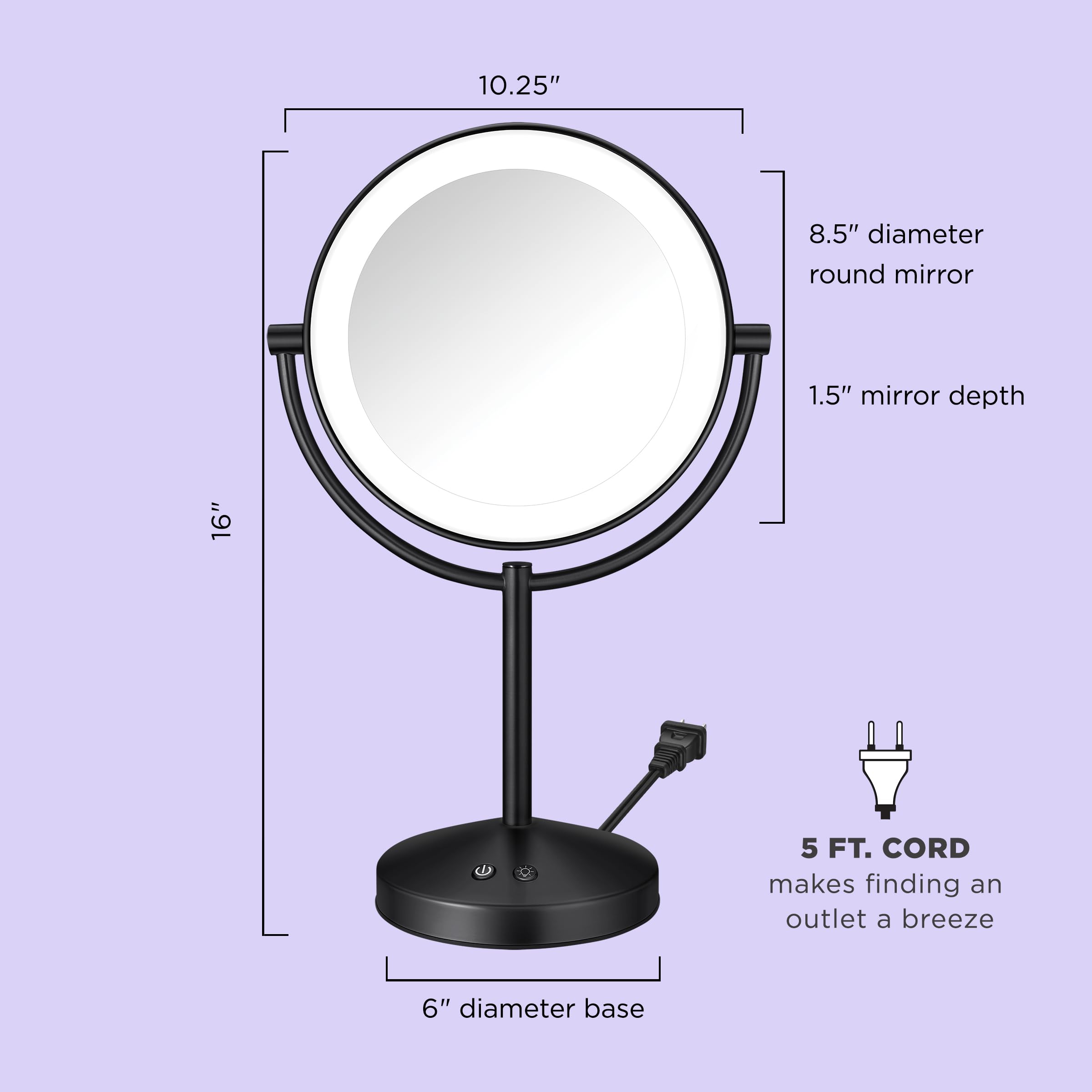 Foto 6 | Venta Internacional - Espejo De Maquillaje Led Conair Con Cable De Aumento De 1x/10x, Led