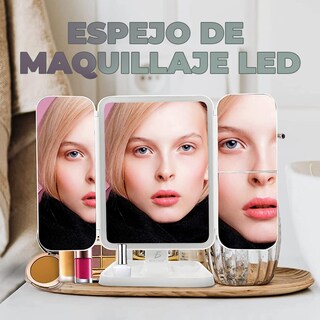 Foto 5 | Espejo De Maquillaje Iluminado De Tres Pliegues Luz Led Con Distintos Aumentos