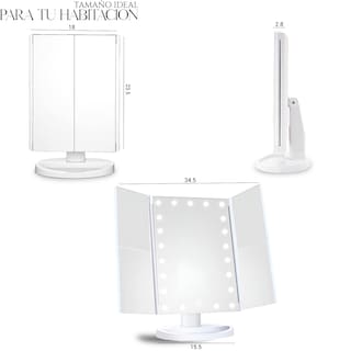 Foto 3 | Espejo De Maquillaje Led Con Pantalla Táctil Rotacion 361 Blanco