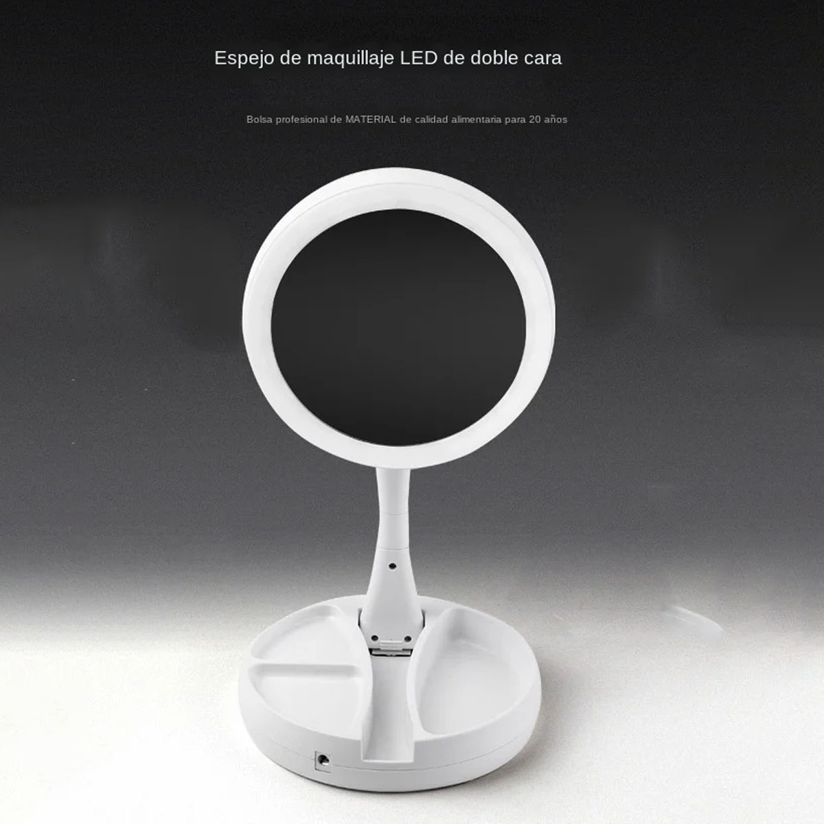 Foto 3 pulgar | Espejo De Maquillaje Luz Led Doble Cara Ajustable Plegable Color Del Marco Blanco