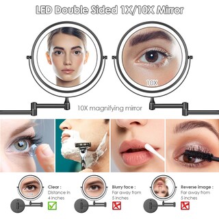 Foto 4 | Espejo de Maquillaje Rocollos Recargable de Pared con LED y Aumento 10X - Venta Internacional