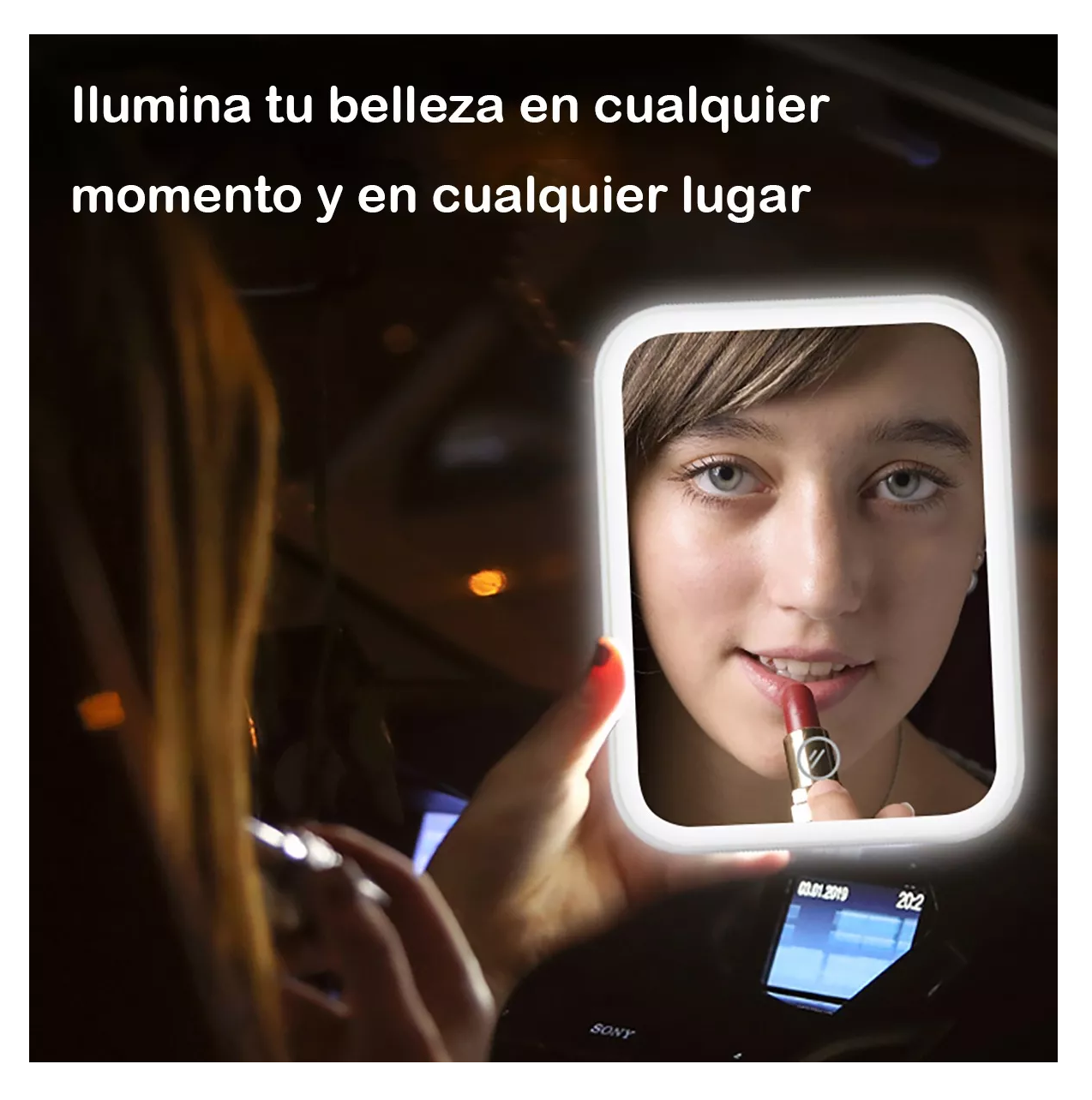 Foto 6 pulgar | Espejo de Maquillaje Led de 3 Niveles Recargable Usb Blanco