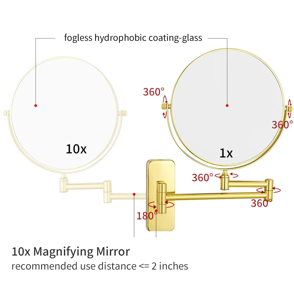 Foto 3 | Espejo De Maquillaje Gurun, Soporte De Pared De 20 Cm Con Aumento De 10x - Venta Internacional.