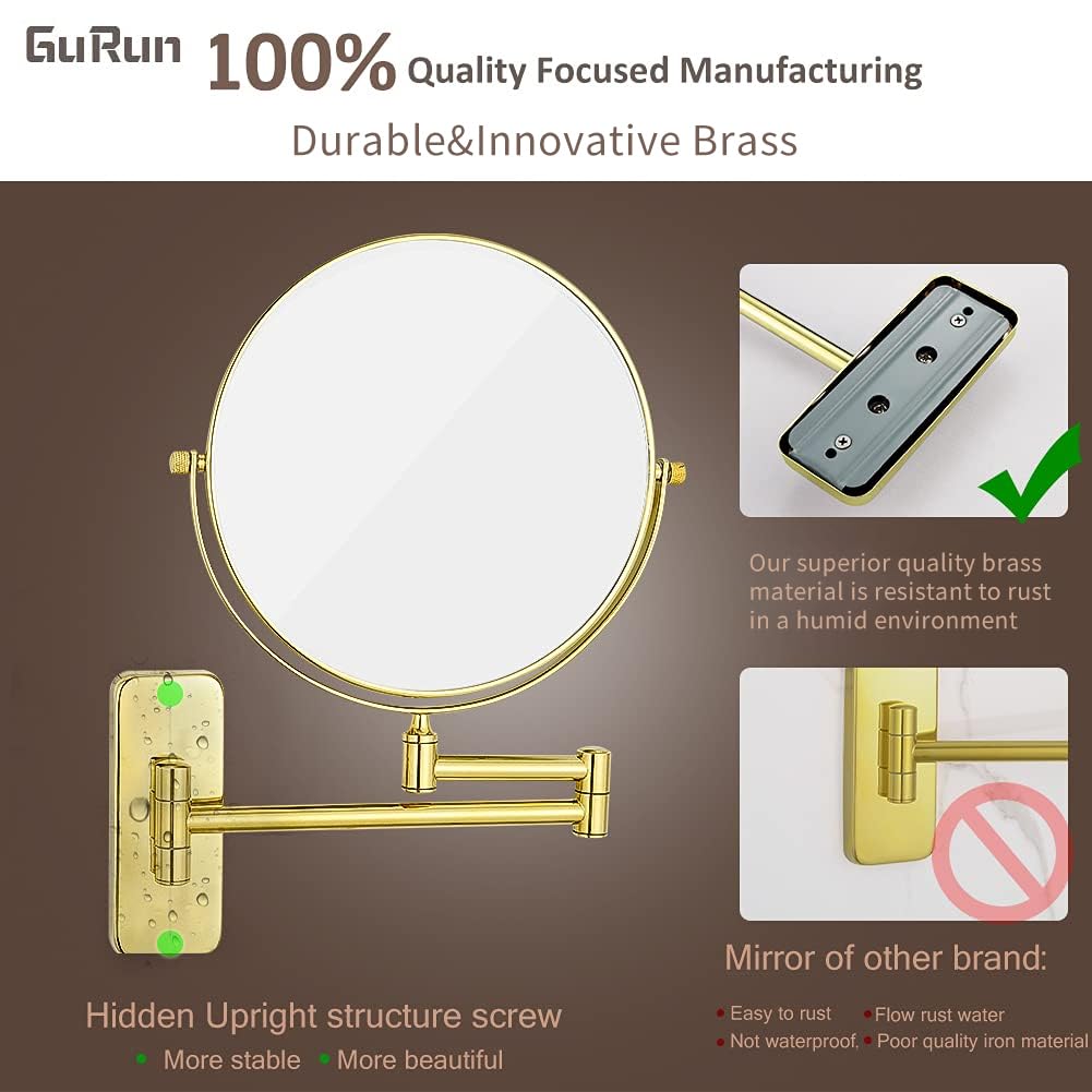 Foto 6 | Espejo De Maquillaje Gurun, Soporte De Pared De 20 Cm Con Aumento De 10x - Venta Internacional.