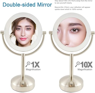 Foto 4 | Espejo De Maquillaje Brookstone Con Luz Led De Sobremesa, Aumento De 10 X 1 X 1 - Venta Internacional.
