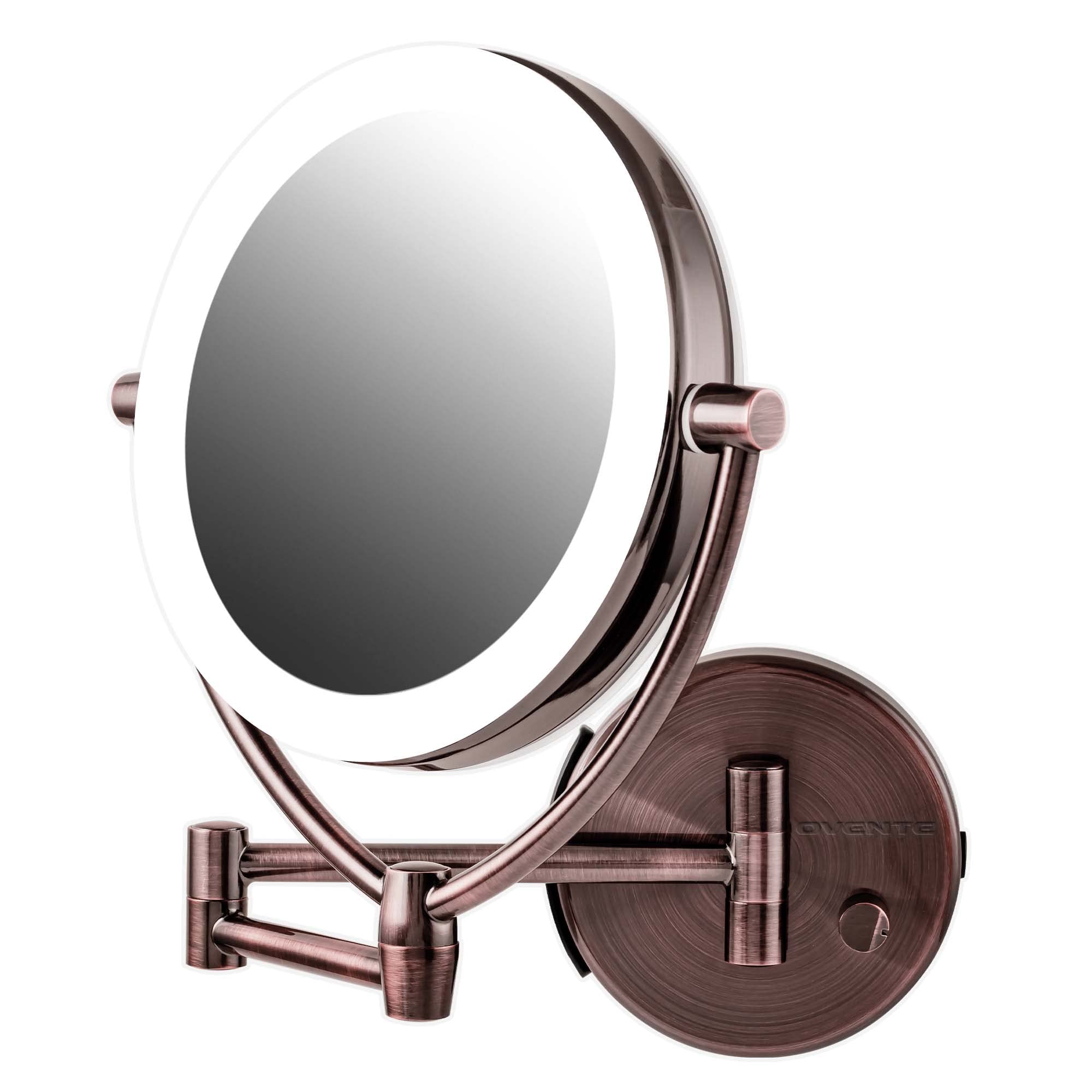 Makeup Mirror Ovente, 7,5 Luces, Soporte De Pared, Con Lupa De 1 Y 10 Aumentos - Venta Internacional.