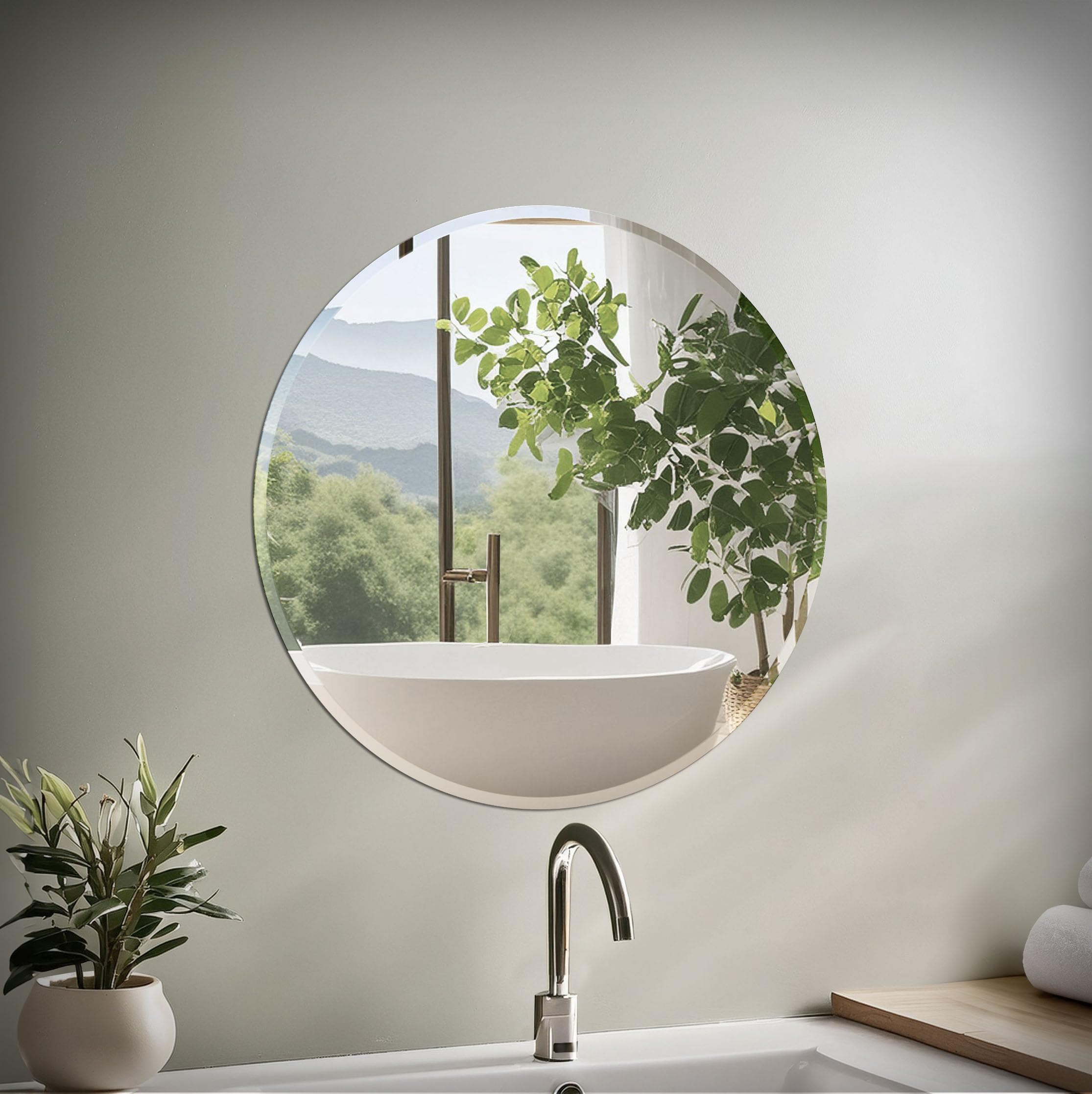 Mirror Gatco 1806 Para Pared De Baño, 63,5 Cm, Redonda, Biselada, Sin Marco - Venta Internacional.