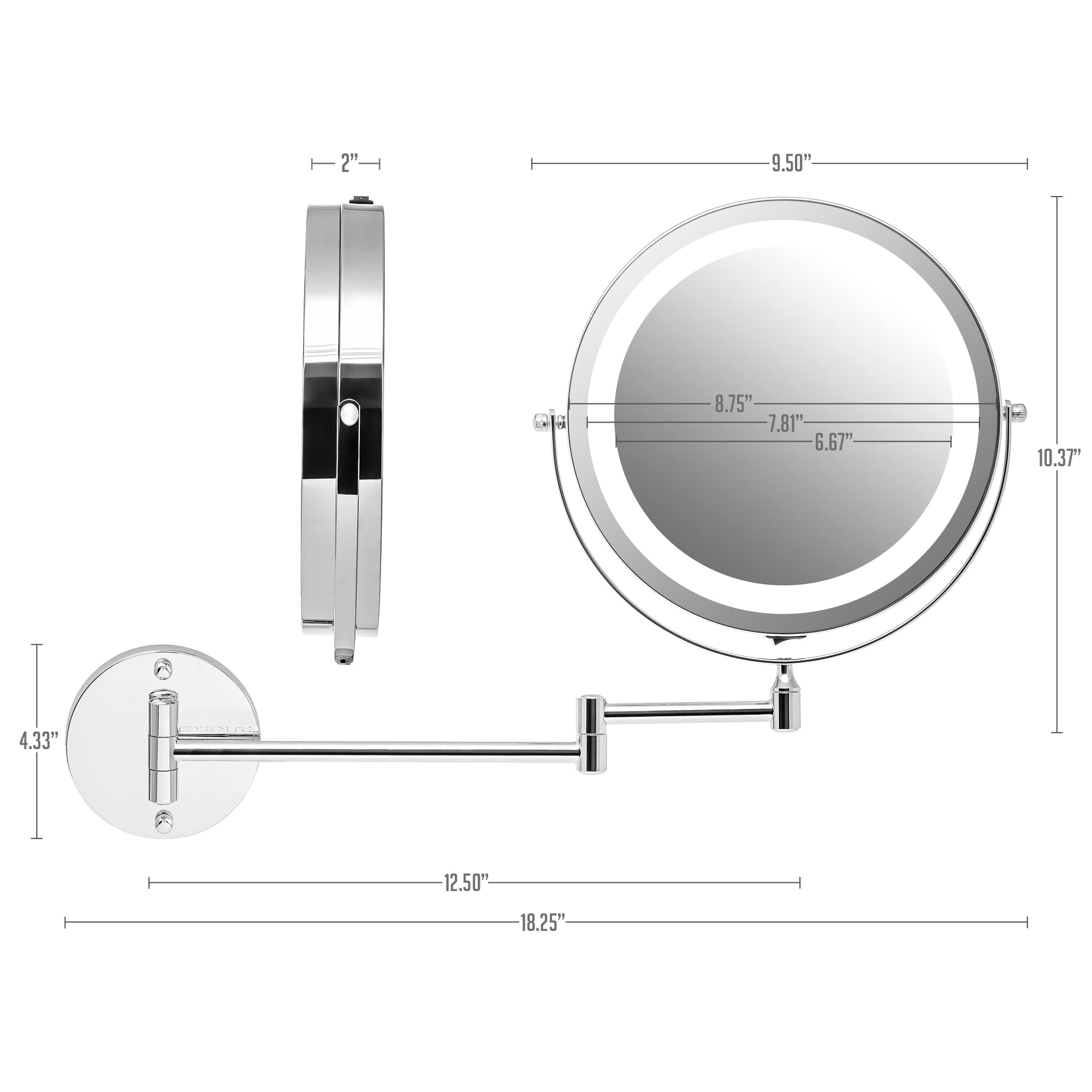 Foto 6 | Espejo De Maquillaje De Pared Ovente 9 Con Aumento De 1x/10x - Venta Internacional.