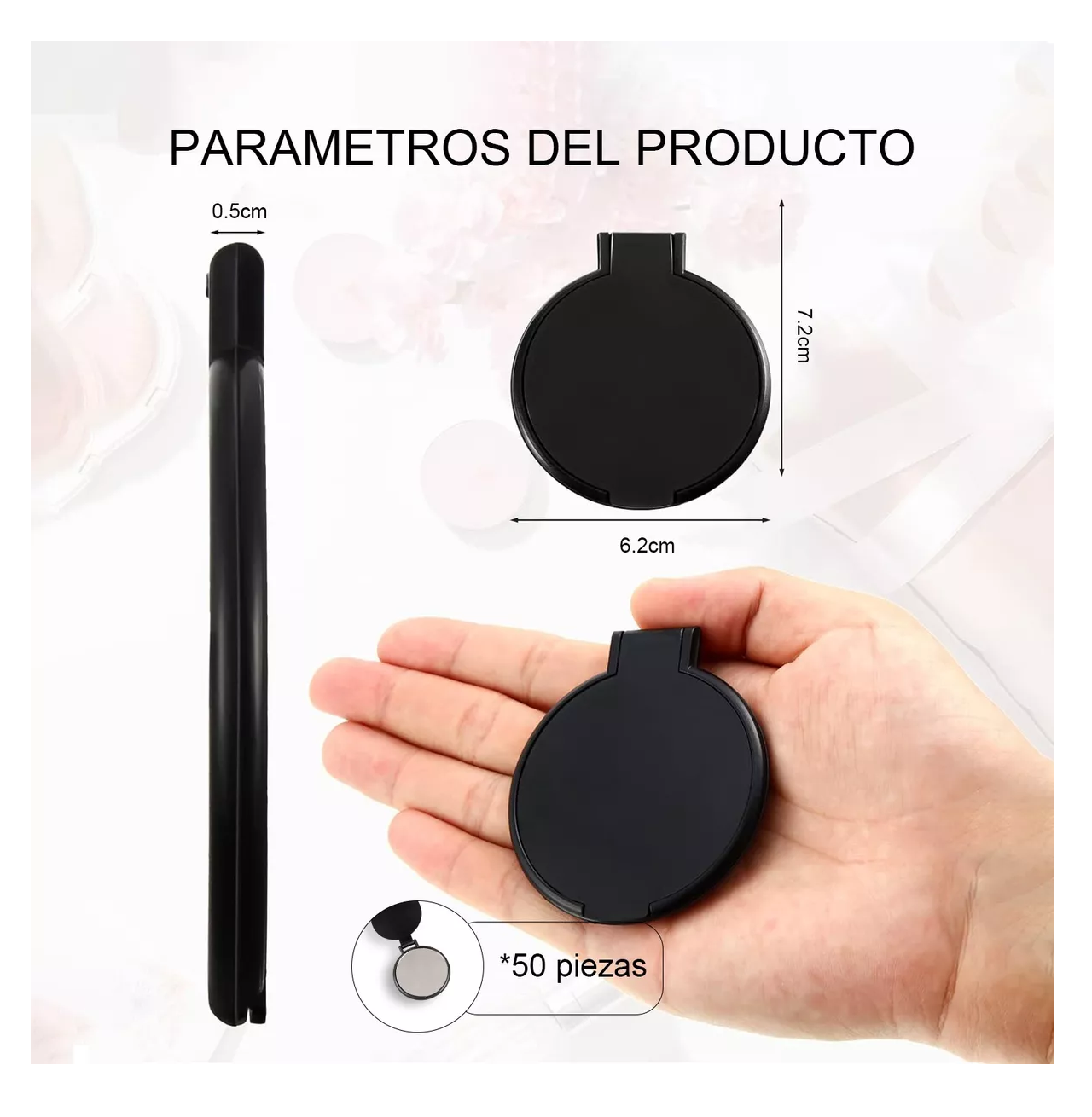 Foto 3 pulgar | Espejo Portatil 50 Piezas Negro