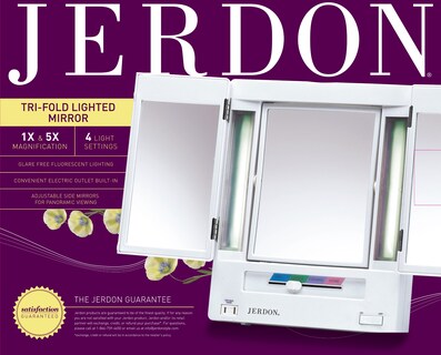 Foto 4 | Espejo De Maquillaje Jerdon De Tres Pliegues Y Dos Caras Con Luces Blancas - Venta Internacional.