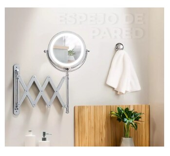 Foto 3 | Espejo Redondo Para Maquillaje De Pared Con Luz Para Baño Marco Plateado