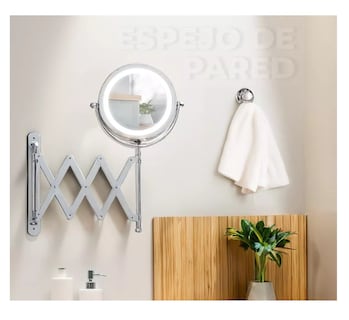 Foto 3 | Espejo Redondo de Pared con Luz para Baño Marco Plateado