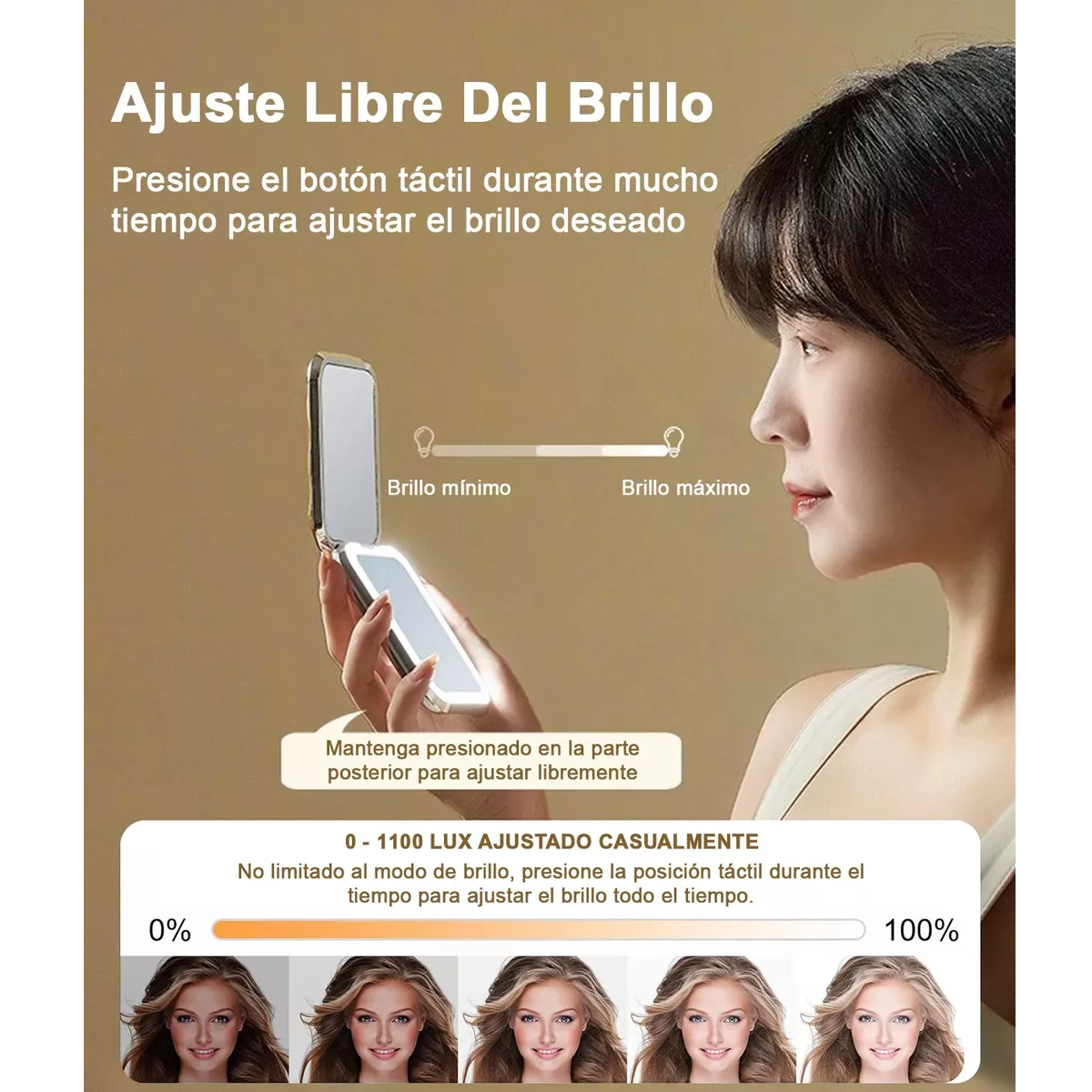Foto 2 | Espejos Maquillaje Led Recargable Usb Eo Safe Imports Esi-18469 Plata